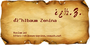 Öhlbaum Zenina névjegykártya